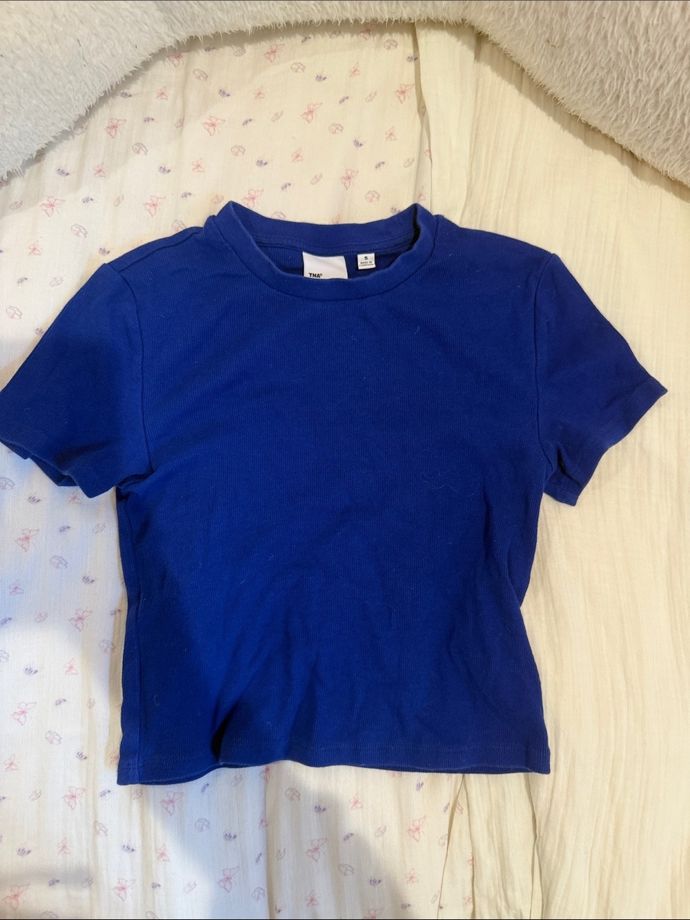 Aritzia Cobalt Blue Short Sleeve Cropped Tee
